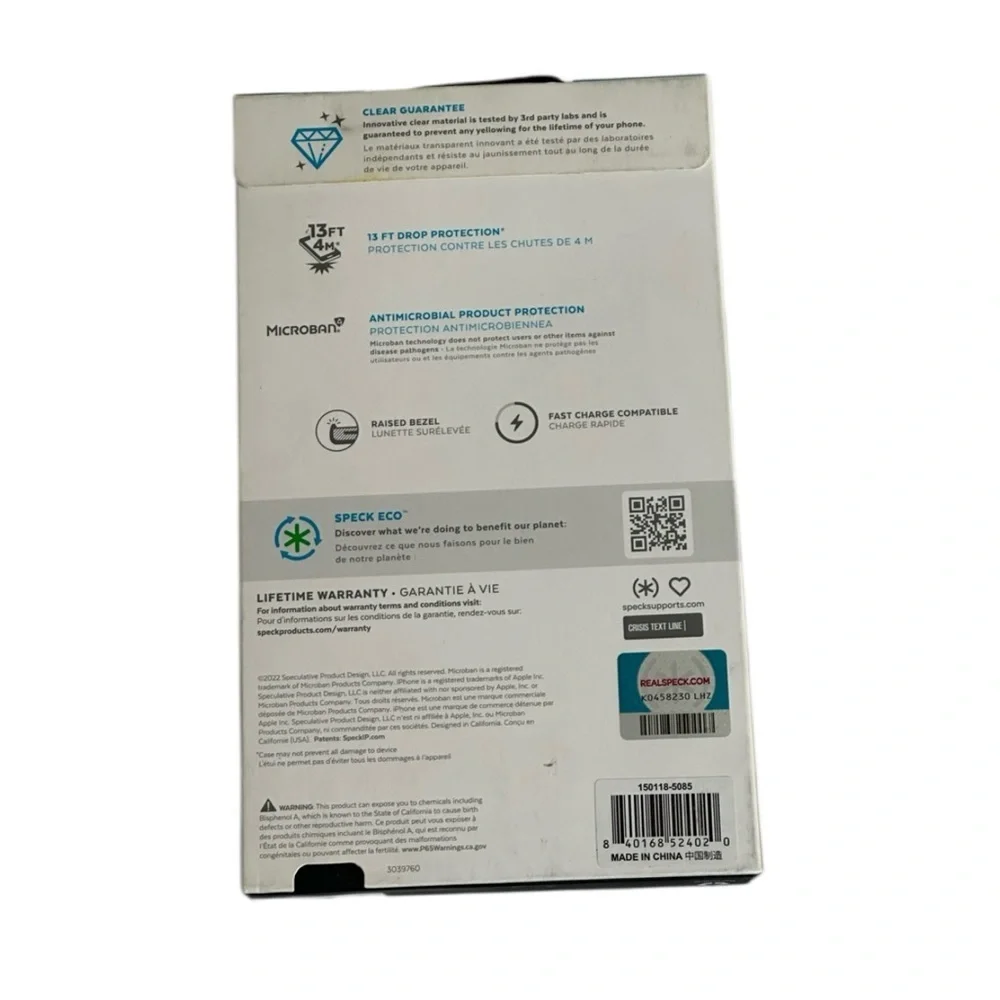 NEW Speck Presidio Perfect-Clear NON-MAGNETIC Case for iPhone 14 Plus